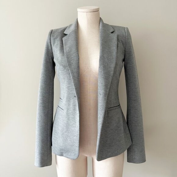 Grey Blazer Jacket Womens Size XS Casual Long Sleeve Jersey Knit - Picture 3 of 9